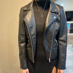 H&M Black Faux Leather Biker Jacket